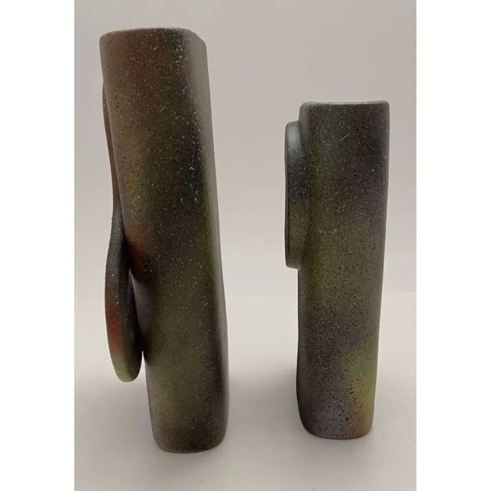 2-Piece Of Stunning Multi Colors Textured Ceramic Vases- Home Decor - Picture 3 of 11